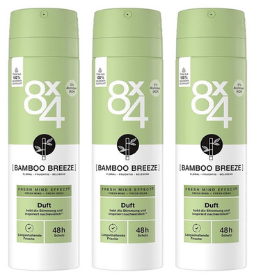   8x4 Deo Deodorant Spray Bamboo Breeze 48h Schutz ohne Aluminium 3x 150ml  