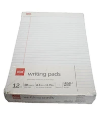 Office Depot Writing Pads Canary Legal Wide Ruled 8.5" x 11.75" 12 Pack White