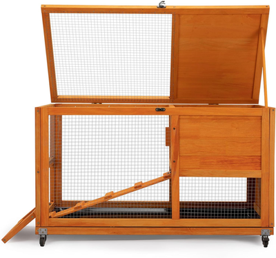 Fashionable Wood 36Inches Rabbit Hutch Indoor with Wheels Bunny