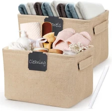 2 Pack Storage Baskets Storage Bins for Shelves, Burlap Closet Organizers Storag