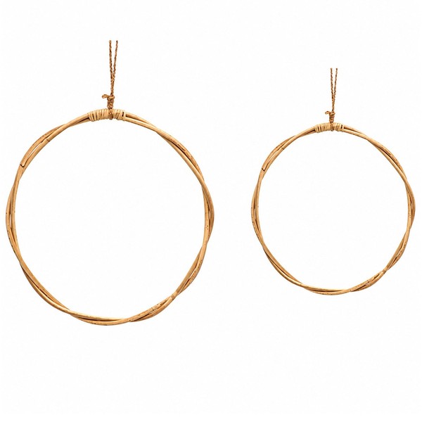 Rattan-Kranz Rund 2Er Set 30 & 24,5 Cm Natur Deko Zum Basteln Boho Vintage-image