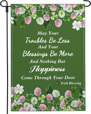 St. Patrick's Day Double-Sided Garden Flag - 12x18 Inch Shamrock Decor