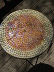 Vintage Gold Leaf Over Iron and Mosaic Glass Tripod Plant Stand — photo 1