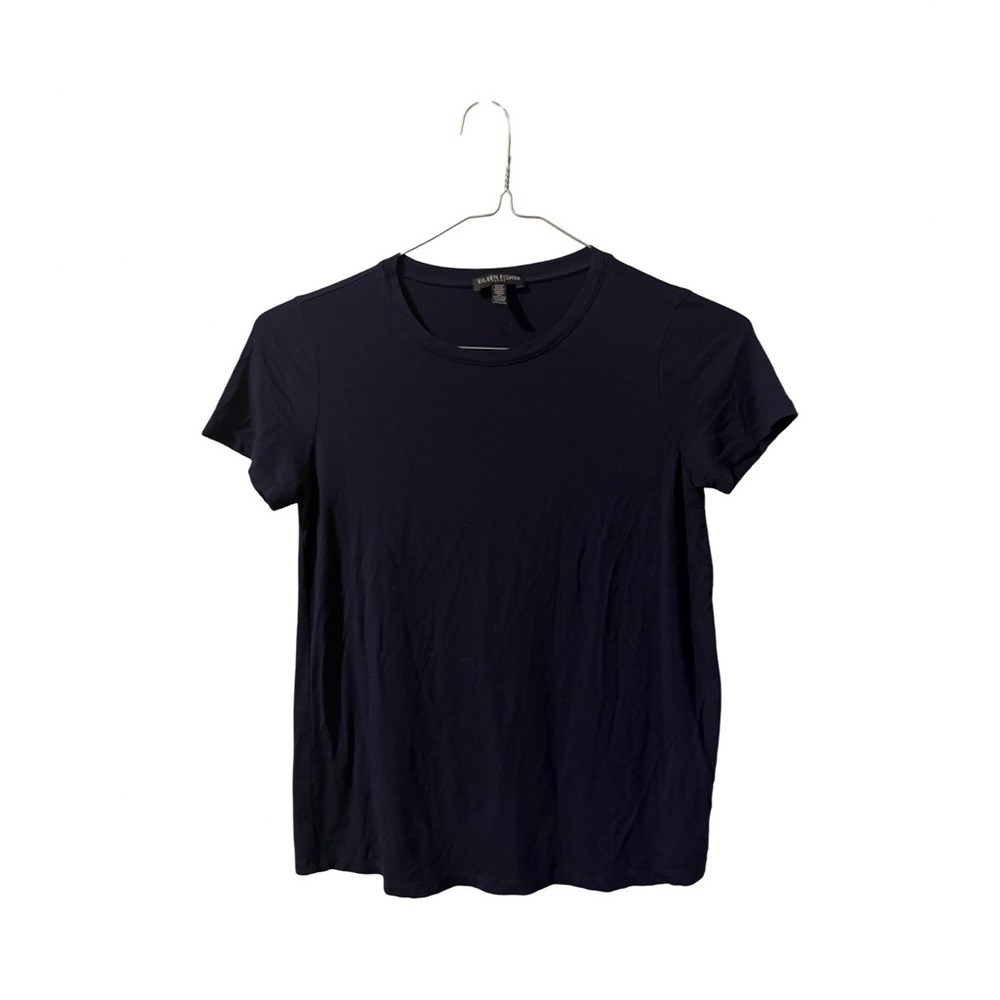 Eileen Fisher Deep Navy Short Sleeve Tee Size Petit PP/PTP