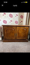 Furniture Village Modern Wood/Glass Cabinet 2 Door 1 Shelf Brass Handles 87cm