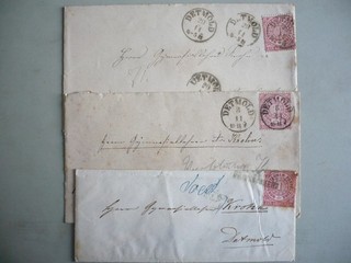Ein Groschen Norddeutscher Postbezirk 3 Briefumschläge Detmold Stempel