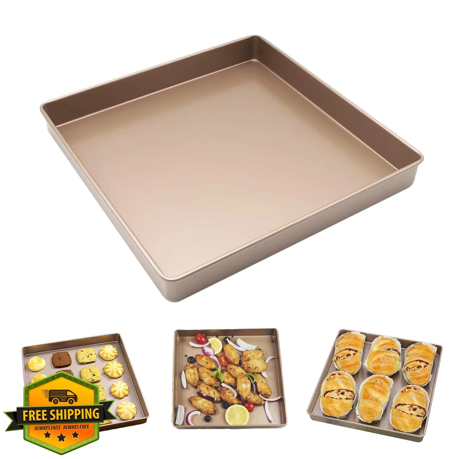 Koonmi 11 Inch Square Cake Pan 2 Inch Deep Nonstick