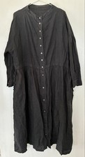 nest Robe Linen Long Dress Black Button Front Loose Japan Womens