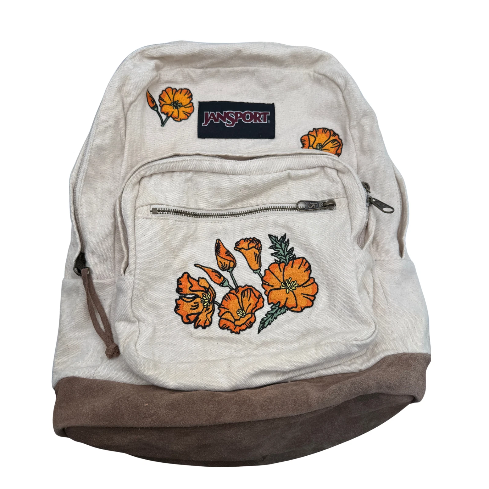 JanSport Right Pack Canvas Backpack Embroidered Poppy Flowers Suede Bottom Boho
Opens in a new windo