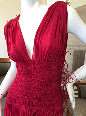 ALAIA FW 1991 SEXY PLEATED GODDESS GOWN SZ FR 38 - In Red! Rare!