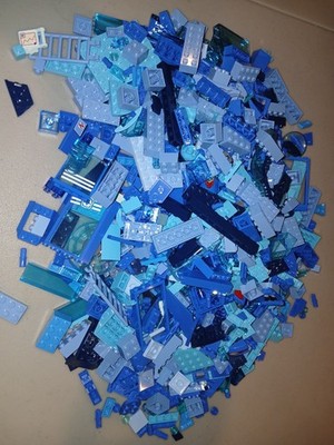 Lego  2 Pounds Random Pieces Plates Building Blocks Bulk Lot BLUE 32.3 Ounces