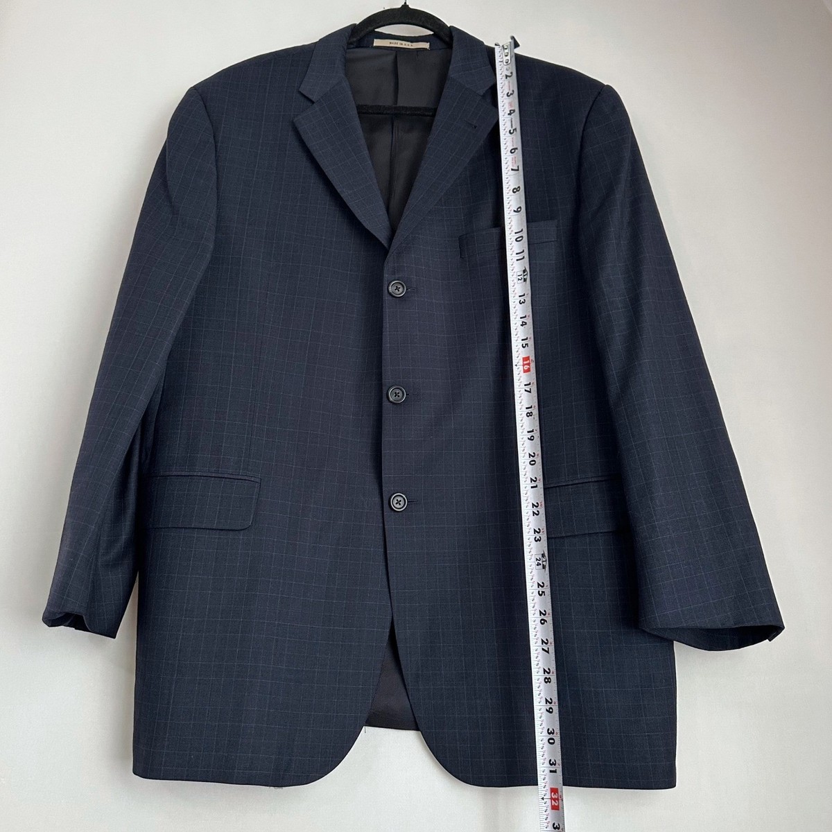 Burberry London Mens 44R Navy Blue Plaid 100% Wool Blazer Sport Burberry London Mens 44R Navy Blue Plaid 100% Wool Blazer Sport