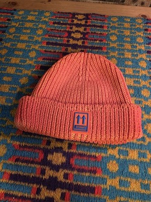 Off White Virgil Abloh Rubberized Patch Rib Beanie Hat Orange FW19 Excellent 