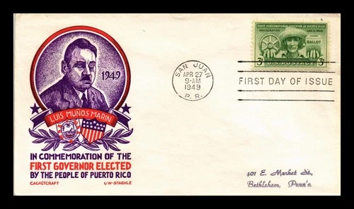 PUERTO RICO GOVERNOR ELECTION FDC SCOTT 983 STAEHLE CACHET CRAFT US COVER