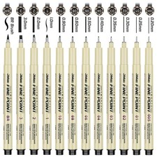 Qionew Precision Black Micro-Pen Fineliner Ink Pens,12 Pack Waterproof Archival