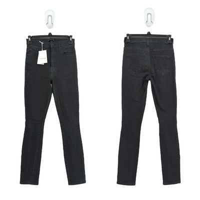 Mother Women 25 Swooner Ankle Jeans Wet Paint Black Skinny Stretch Coated NEW
