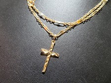 14K YG EXTRA LONG LINK CHAIN W/ CROSS PENDANT 30" LONG 2.18 MMWIDE 6.00g(A21486)