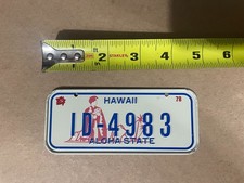 HAWAII Cereal Bicycle Bike License Plate 78 1978 ID-4983