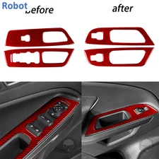 Carbon Fiber Front Rear Window Lift Switch Panel For Ford EcoSport 2018-2025