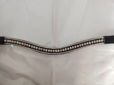 5 Row Clear Crystal Brow-Band High Quality Leather Horse Bridle Part All Size.