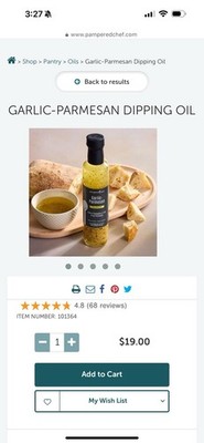 Pampered Chef Garlic-Parmesan Dipping Oil - Item# 101364 Exp 11/26