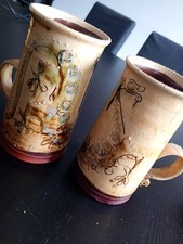 Leonard Stockley Weymouth Pottery Pair 17cm Stoneware Dragon Vintage Tankard Vas