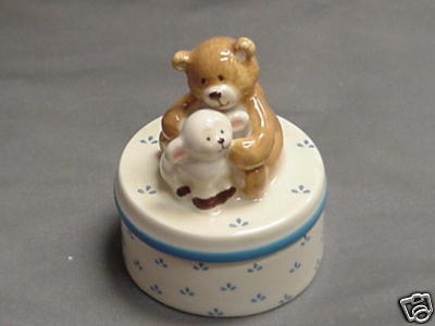 Gotta Getta Gund Trinket Box God Bless Bear Lamb NEW!