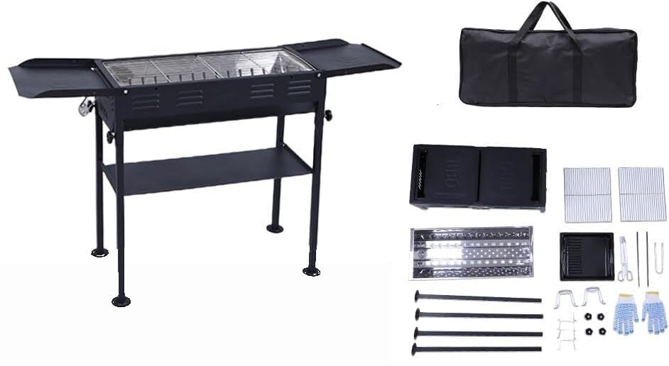 Charcoal Grill Outdoor Grill Smoker Grill Complete with Side Tray Storage She...