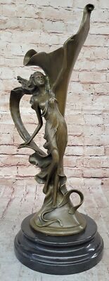 Signed Lost Wax Hand Made Detailed Bronze Vase Wood Nymph Mythical Creatures