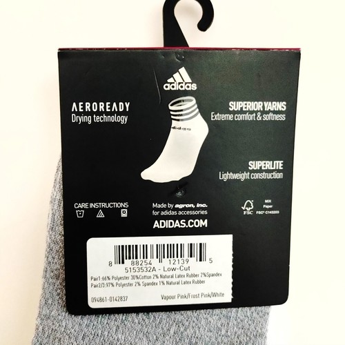 Adidas Women's 3 Pair Superlite Socks Tie Dye Gray White Pink Size W 5-10 - Picture 4 of 4