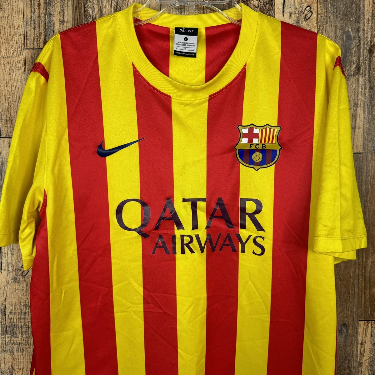 FC Barcelona 2013-14 Away Soccer Jersey Nike Men's Large | eBay