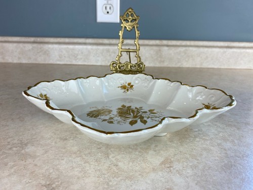 Old Foley Staffordshire China Vintage Gold Roses Large Vegetable / Salad Bowl - Picture 2 of 4