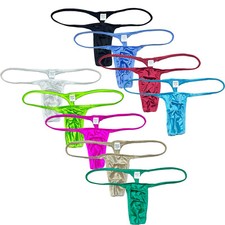2PCS Men's String Stretchy Thong Underwear Bikini Briefs Tangas Silky Breathable