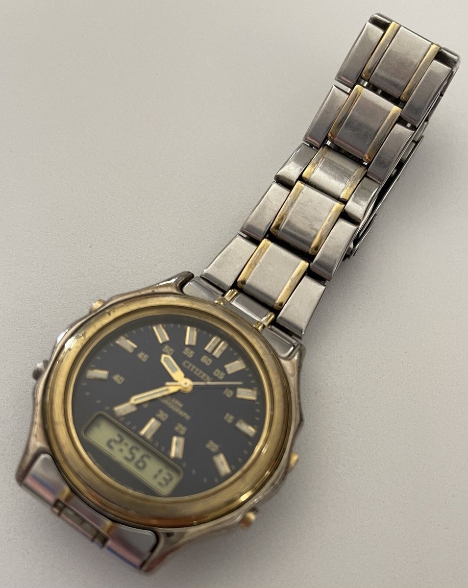時計 Rare Citizen ana/digi watch C480 Vintage Vintage Citizen Ana Digi C480 Gold Two-Tone Dial alarm