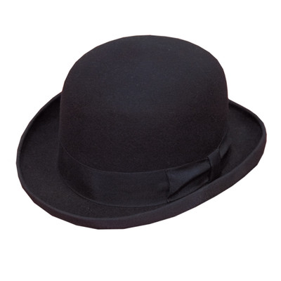 Breiteres Band hochwertiger schwarzer Hardtop 100 % Wolle Bowler Hut 