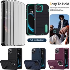For iPhone 12/12 Pro/Pro Max Shockproof Case Hybrid Stand Cover Screen Protector