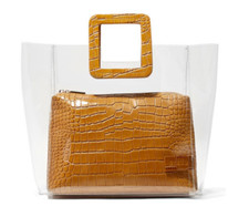 Authentic Real Staud Shirley PVC Bag with Crocodile Embossed Leather Pouch