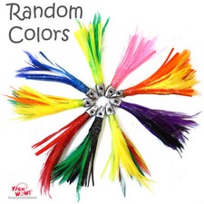 Random Colors 4" mini feather 1/2oz Bullet chrome Head Feather squid skirt New