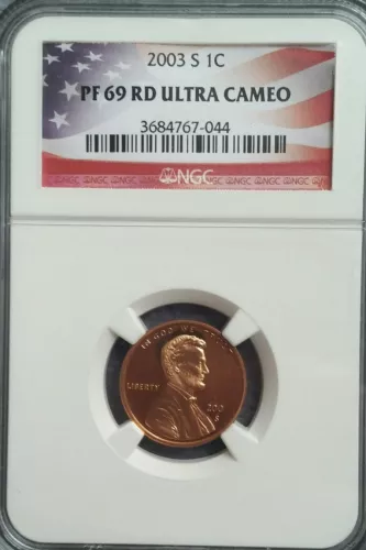 2003-S NGC US Mint Lincoln Memorial Cent PF69 RD UCAM RARE FLAG Label