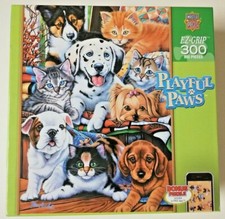 Playful Paws 300 Jigsaw Puzzle Big Pieces Puppies Cats Master Pieces 18 x 24 NIB
