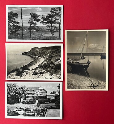 4 x AK HIDDENSEE um 1953 Blick zur Hucke bei Kloster, Hotel Hitthim  ( 131227