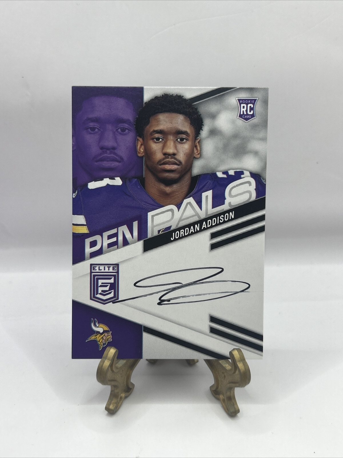 Jordan Addison 2023 Panini Donruss Elite RC On Card AUTO Pen Pals Vikings!