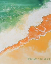 Arial Beach Waves Crashing into Shore AI Print 8x10 100% Cotton Paper B28