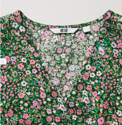 BNWT Uniqlo Printed V-Neck Long-Sleeve Flare Mini Dress With Slip Size L  Pattern | eBay UK