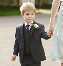 Dark Grey 3 Piece Boys Suits Boy Suit Kid Tuxedos Occassion Page Formal Wedding