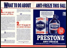 1942 Eveready Prestone Anti-Freeze Prevents Rust WWII Era 2-Page Color Print Ad