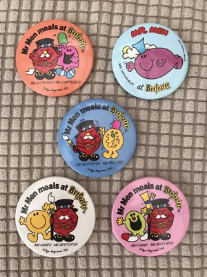 Mr Men Mr Beefeater Abzeichen Button Pin 1985 Roger Hargreaves - Happy Mischief lustig