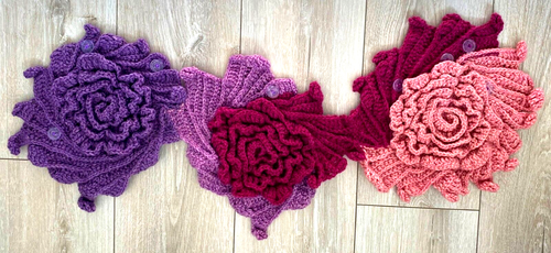 Knit Neck Scarf with Flowers | Stylish Women's Neck Warmer | Spring Wrap - Picture 6 of 6