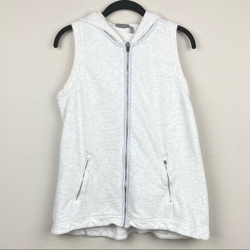 Hooded Cream Vest Full Zip Sweater Yoga 