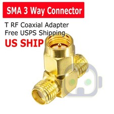 RP-SMA Male to Two RP-SMA Female Triple T RF Adapter Connector 3 Way US Stock